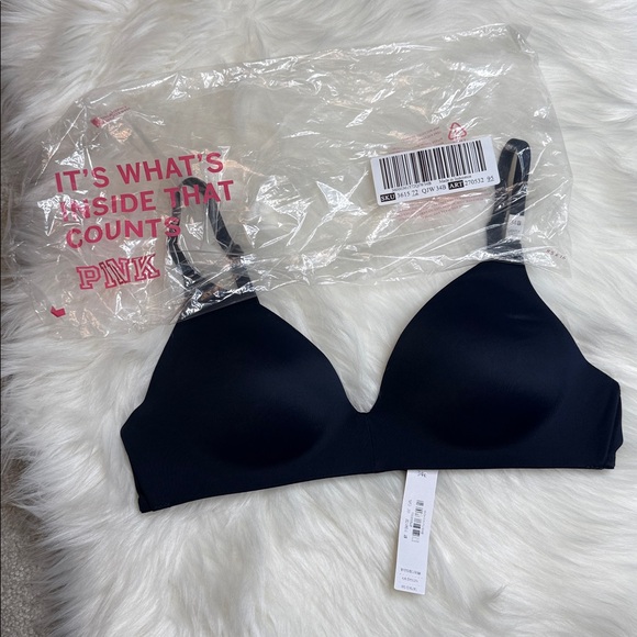 NWT PINK Victoria’s Secret Wear Everywhere Lightly Lined Wireless Bra Noir Navy - Picture 9 of 9